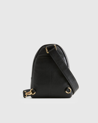 Italian Leather Sling Pack - One Size / Black