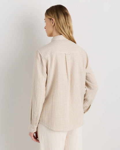 100% Organic Cotton Gauze Long Sleeve Shirt - XS / Khaki Gingham