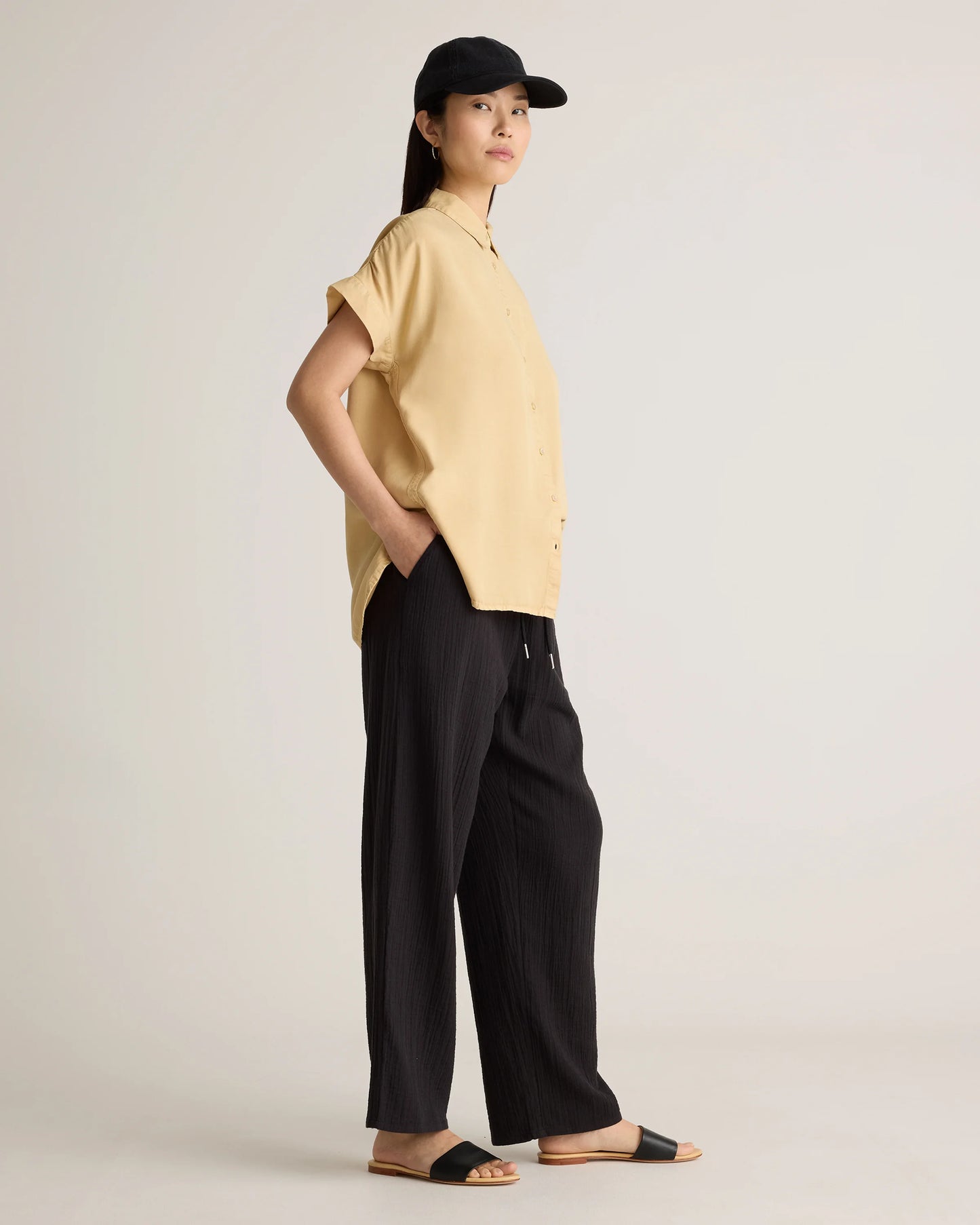 100% Organic Cotton Gauze Straight Leg Pants - XS / Spiced Orange