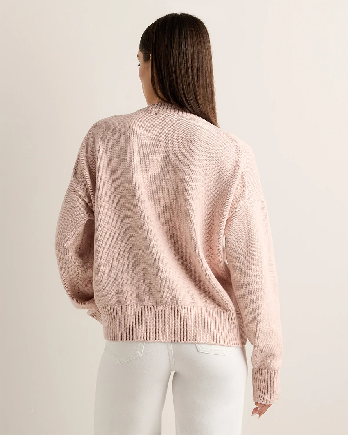 100% Organic Cotton Boyfriend Crew Sweater - XS / Speckled Beige