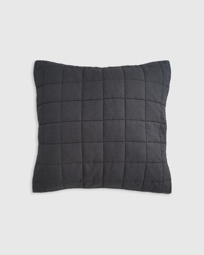 European Linen Box Quilted Euro Sham - Euro / Navy