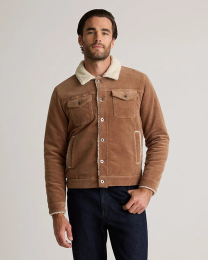 Organic Stretch Corduroy Sherpa-Lined Trucker Jacket - S / Espresso