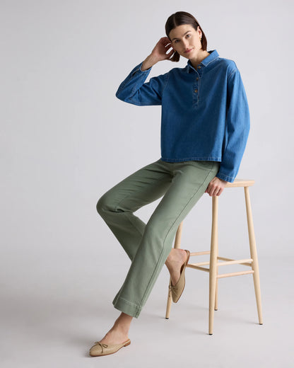 French Terry Wide Leg Pants - 0 / Bayberry Olive