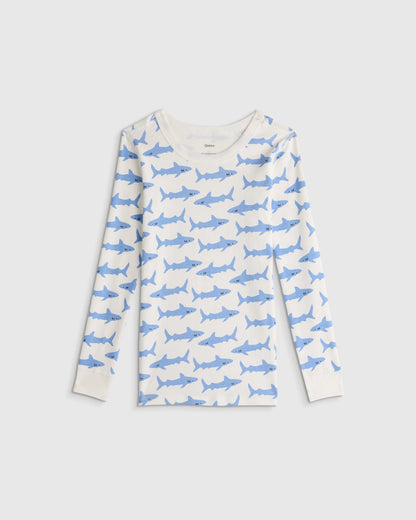 100% Organic Cotton Long Sleeve and Pant Pajama Set - 6 / Navy Stripe