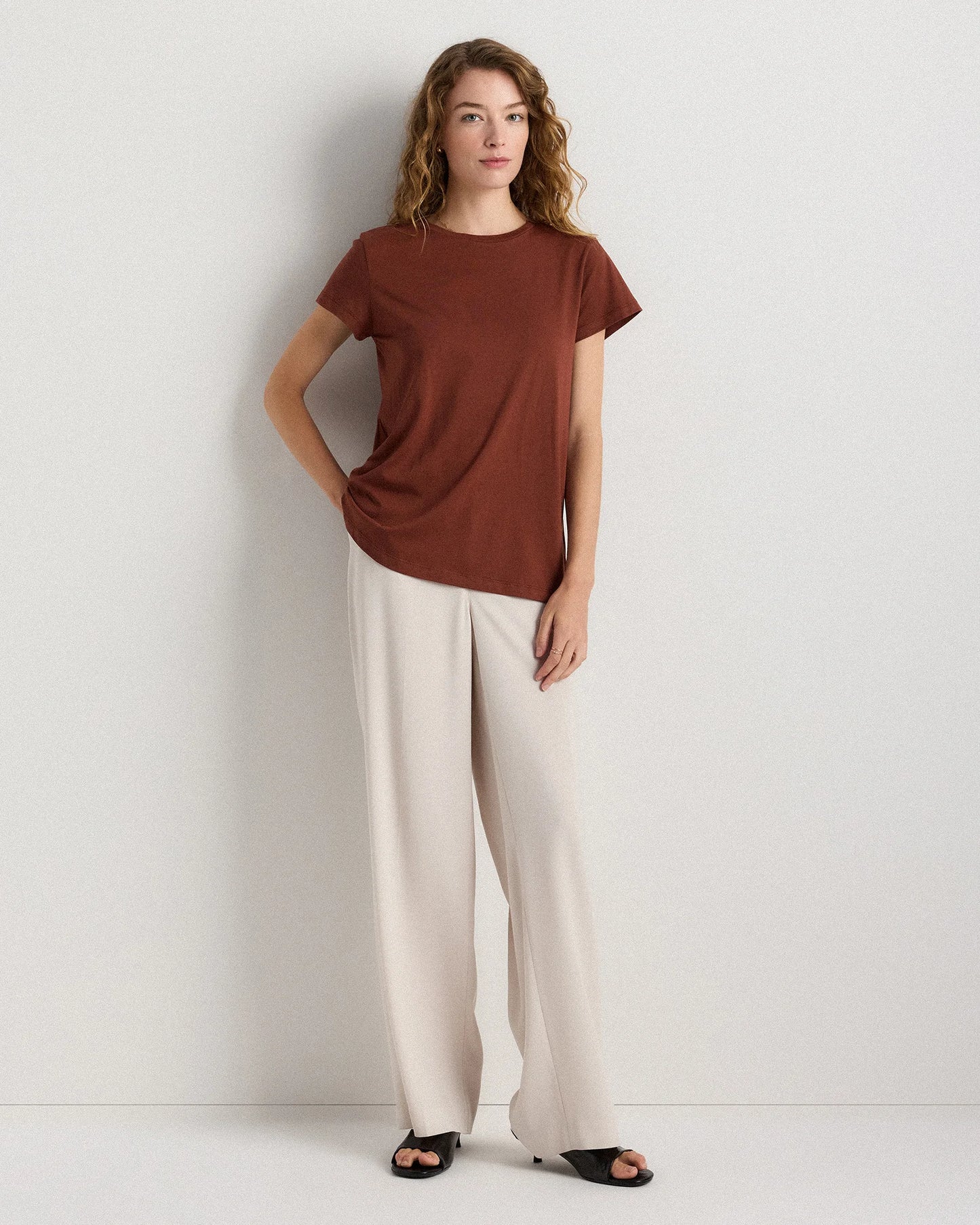 Cotton Modal Crew Neck Swing Tee - XS / White