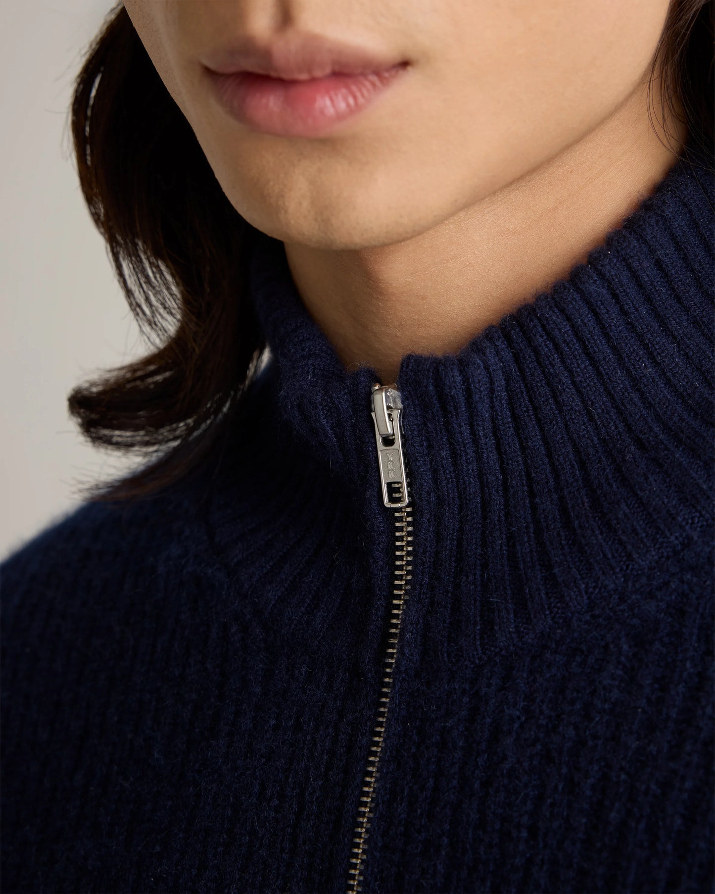 Mongolian Cashmere Fisherman Full Zip Sweater - S / Teak