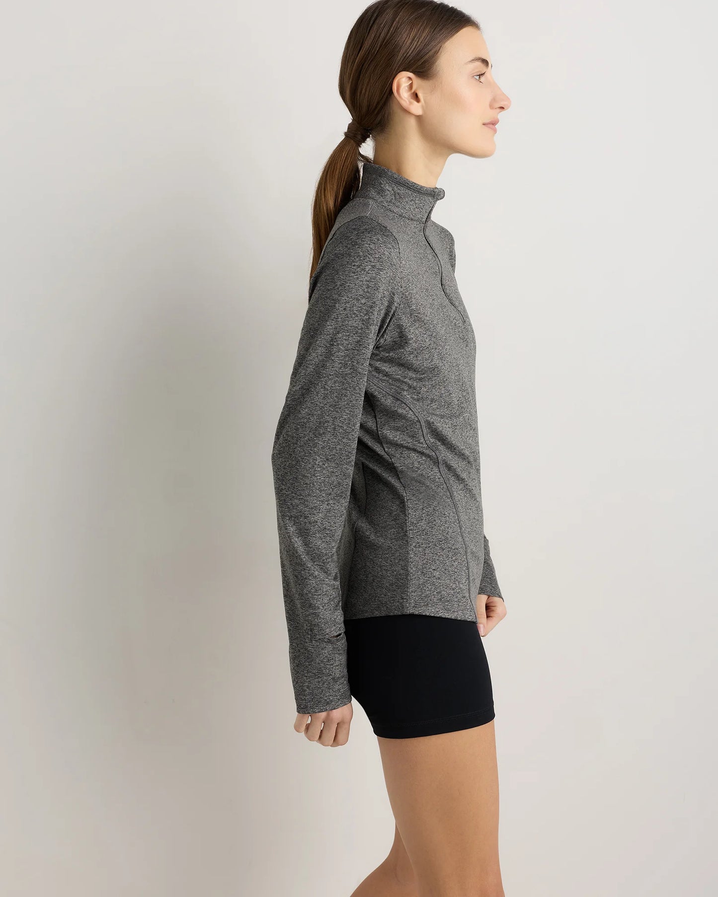 Flowknit Quarter-Zip Pullover - XS / Heather Deep Navy