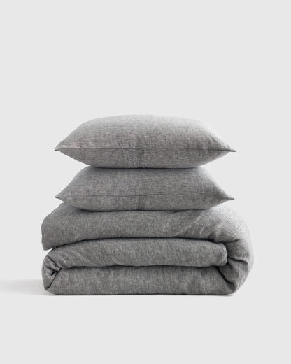 European Linen Chambray Duvet Cover Set - Twin / Natural