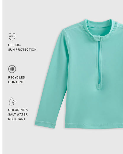 Long Sleeve Zip-Up Rash Guard - 2T / Yellow