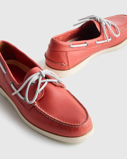 Water Resistant Leather Boat Shoe - 7 / Brunette