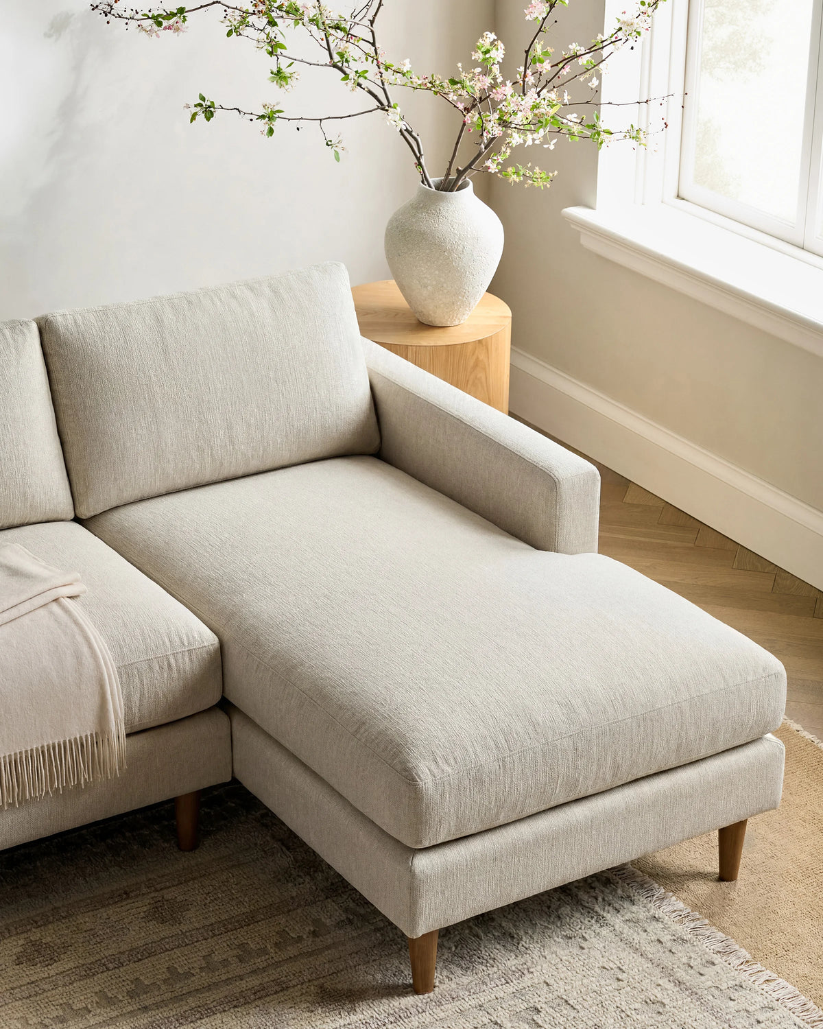 Atlas Midcentury Chaise Sectional in Performance Chenille Linen Blend - 106" Right Arm / Sorrell