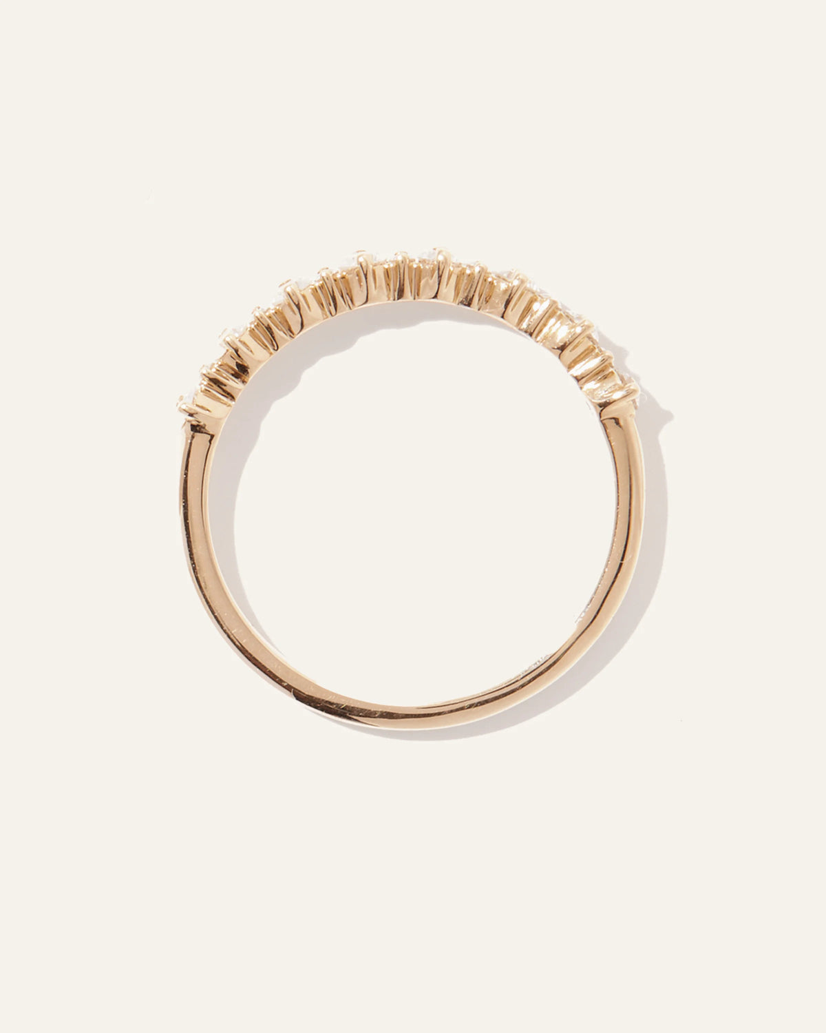 14K Gold Natural Diamond Alternating Round Band - 4 / Yellow Gold