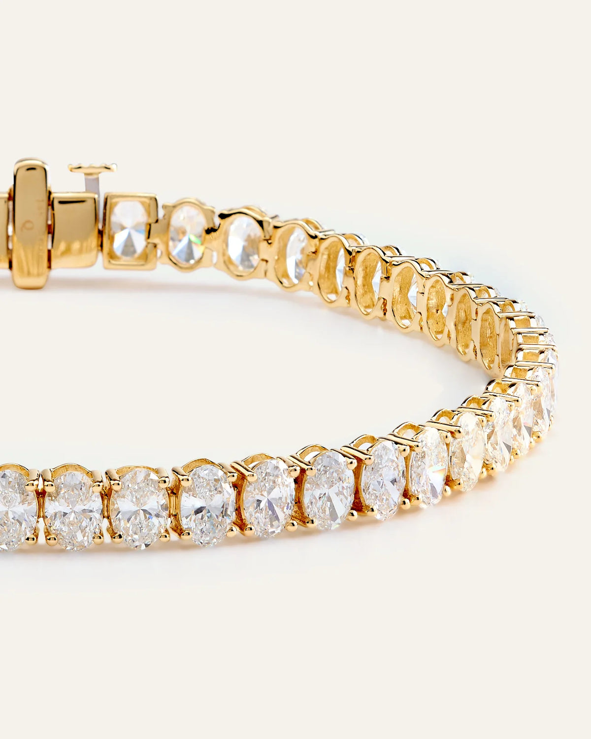 14K Gold Lab Grown Diamond North-South Oval Tennis Bracelet - 10ctw - 6.5" / Yellow Gold