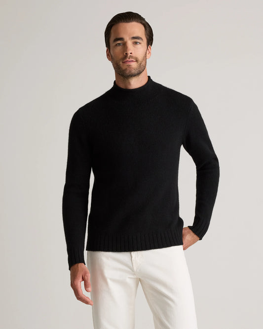 100% Yak Wool Roll Neck Sweater - XS / Black