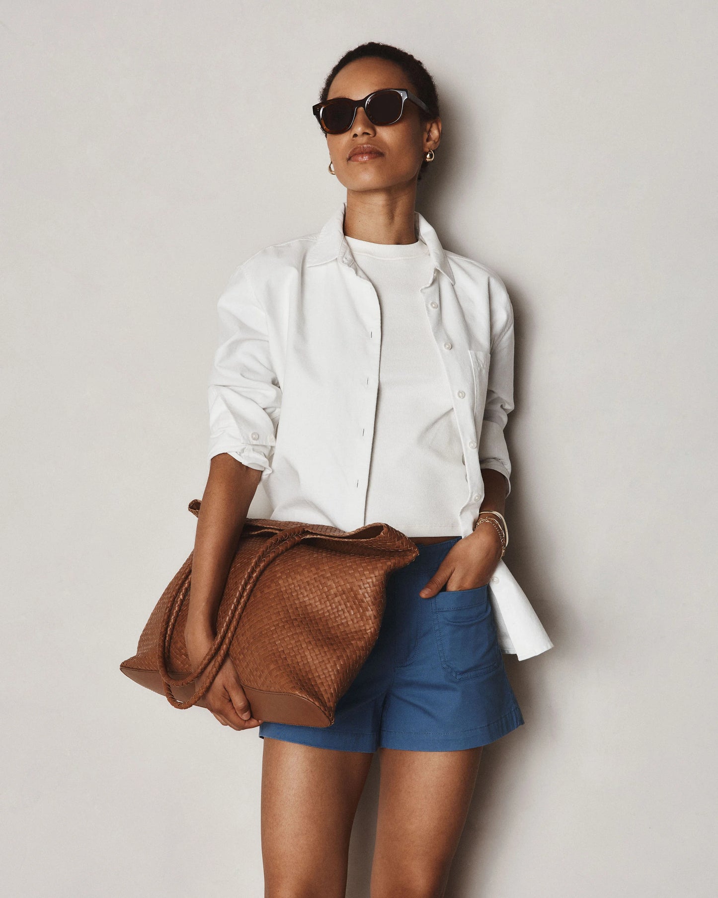 Stretch Cotton Chino Patch Pocket Shorts - 0 / Frost