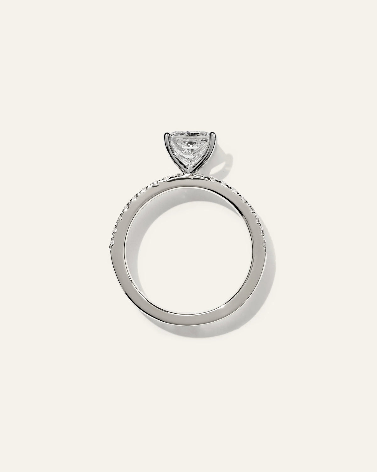 Lab Grown Diamond Princess Petite Pave Engagement Ring - 1.5ct - 4 / Yellow Gold