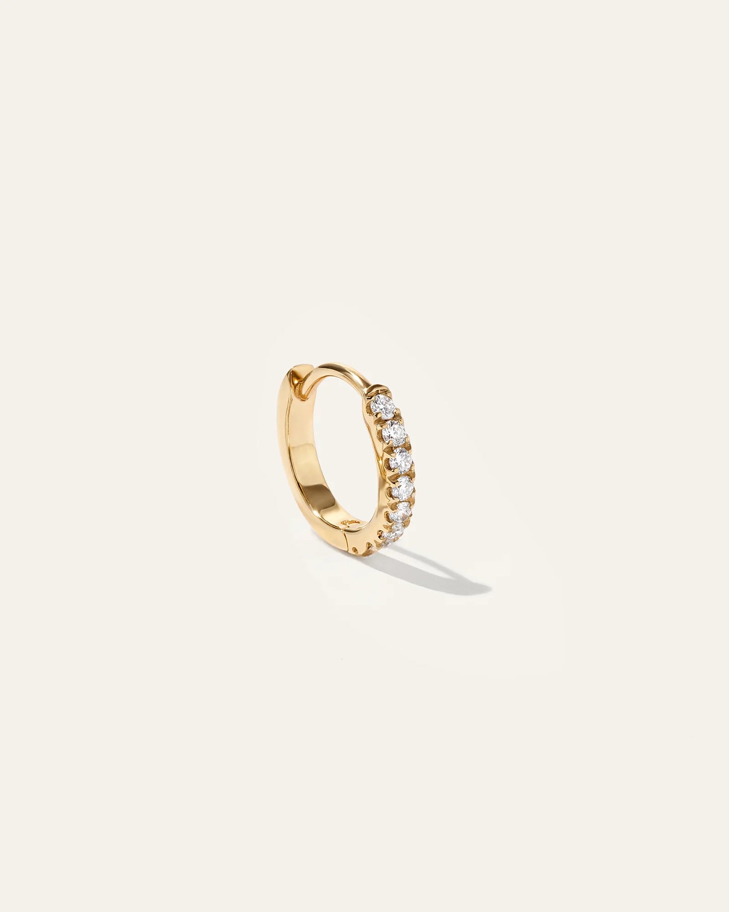 14K Gold Pave Diamond Second Piercing Tiny Huggie - Single - One Size / Yellow Gold