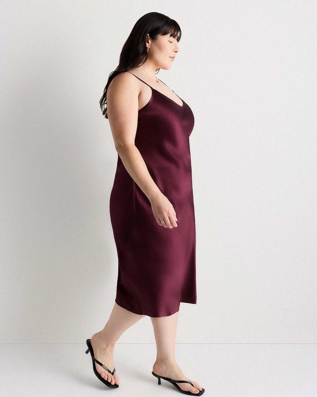 100% Washable Silk Slip Dress - 1X / Champagne