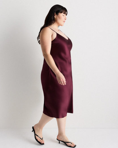 100% Washable Silk Slip Dress - 1X / Champagne