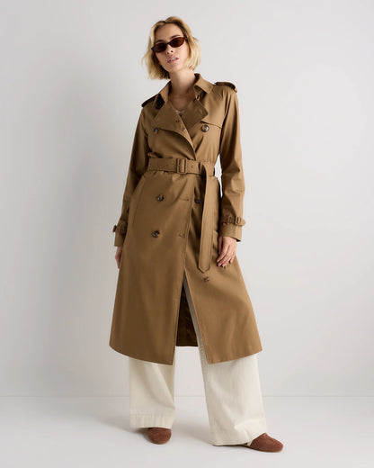 Comfort Stretch Long Trench Coat - XS / Dark Khaki