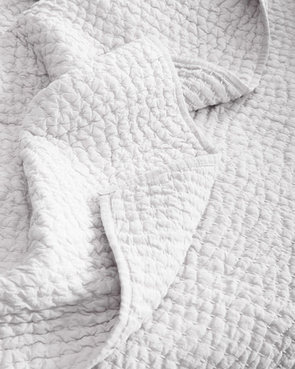 European Linen Cotton Stitch Quilt Set - Twin / Stone