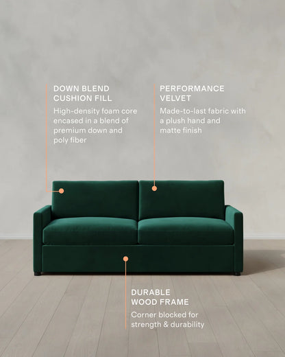 Brennan Sofa in Performance Velvet - 7ft / Taupe