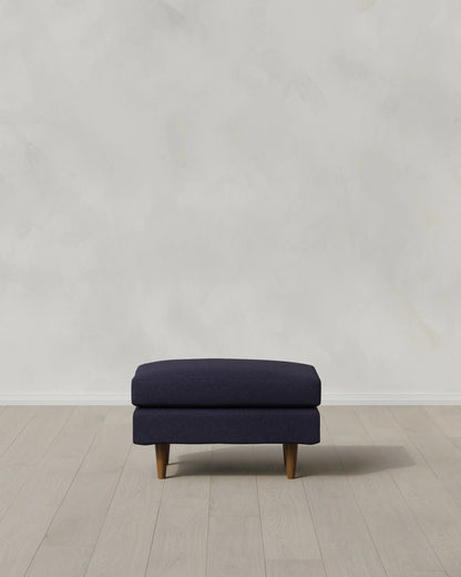 Atlas Midcentury Ottoman in Performance Basketweave - 31.5" / Navy
