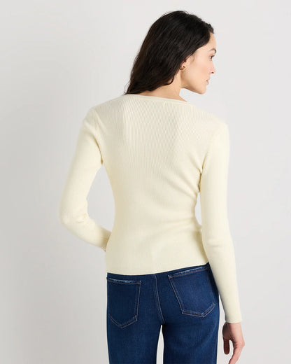 Cotton Cashmere Fitted Ribbed Cardigan - XS / Mocha Heather