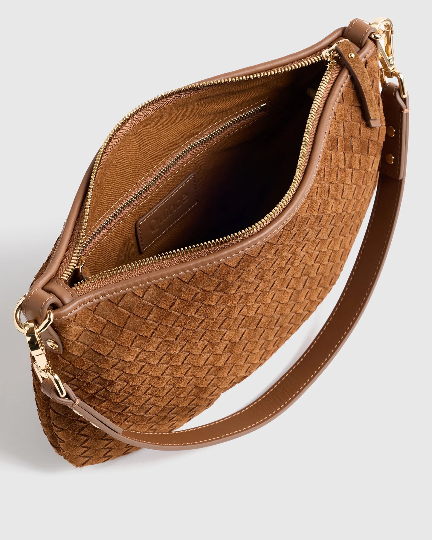 Sloane Suede Handwoven Mini Shoulder Bag - One Size / Pebble