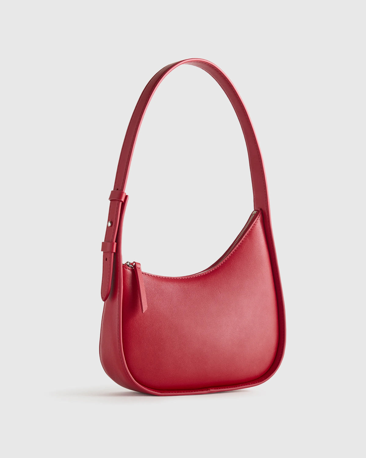 Italian Leather Asymmetrical Mini Shoulder Bag - One Size / Shell Pink