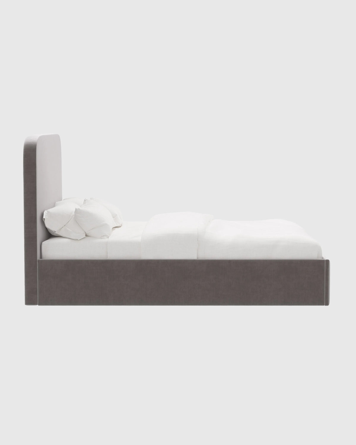 Curved Bed in Performance Velvet - Full / Walnut