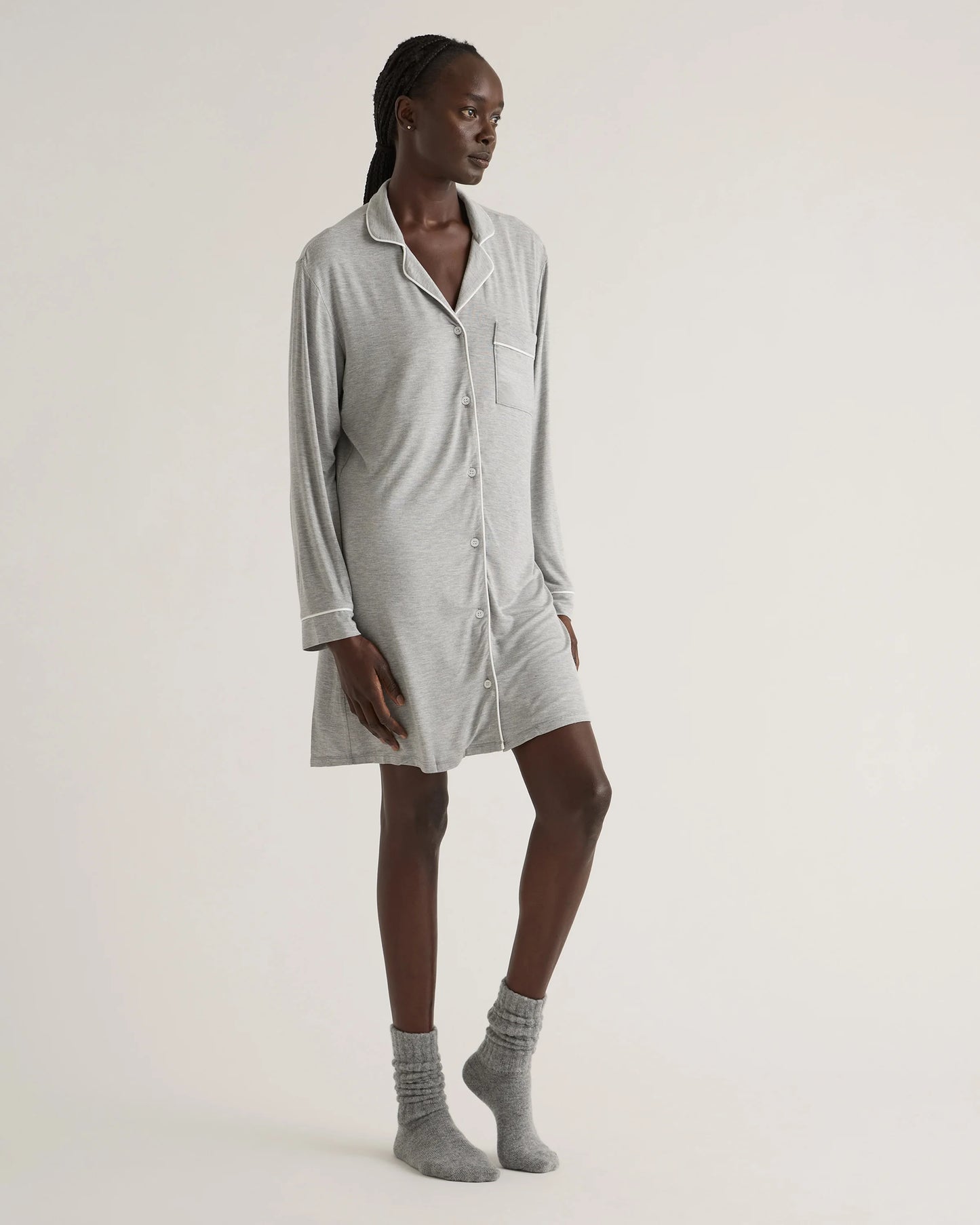 Bamboo Jersey Sleep Shirt - XS / Rhubarb