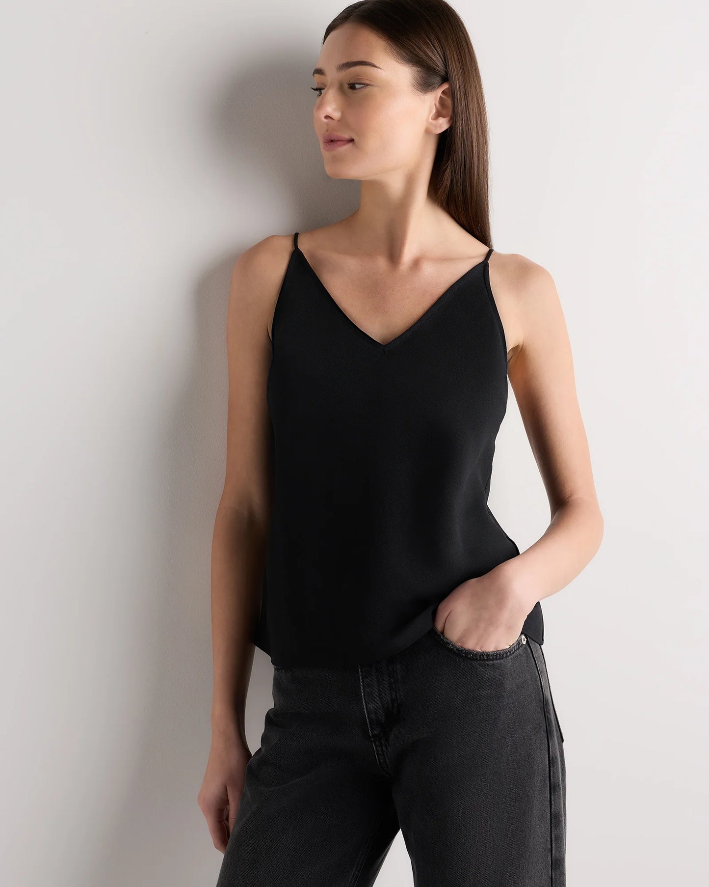Matte V-Neck Cami - XS / Porcelain Ivory