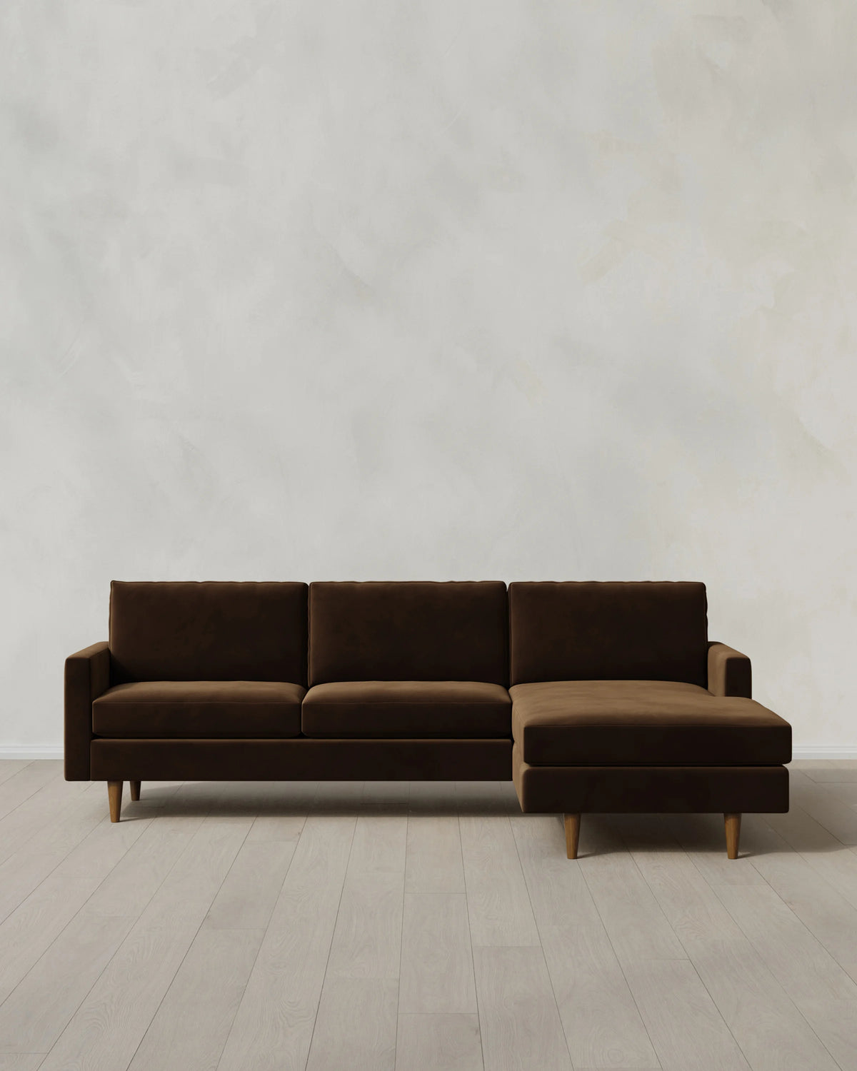 Atlas Midcentury Chaise Sectional in Performance Velvet - 106" Right Arm / Pine