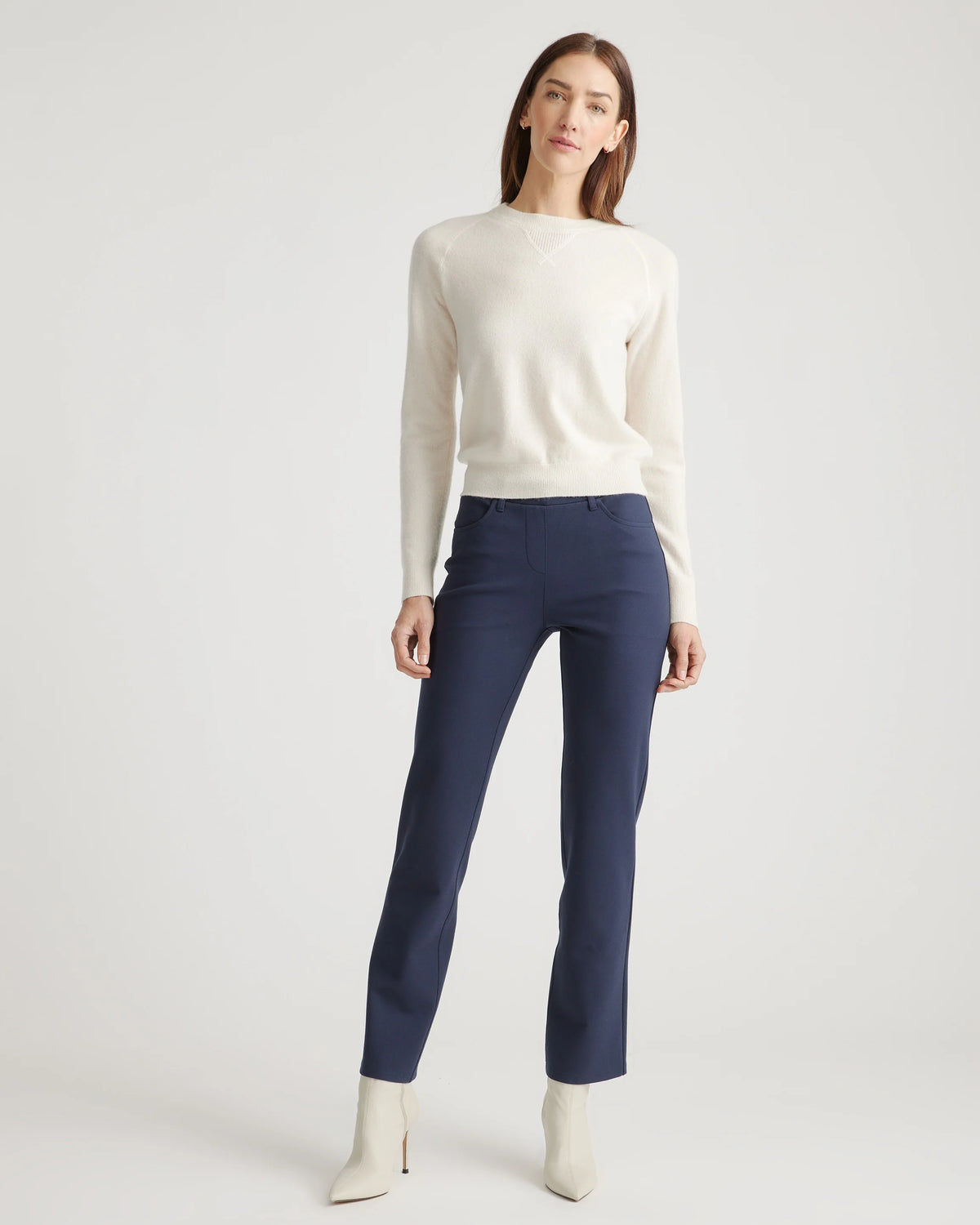 Ultra-Stretch Ponte Straight Leg 4-Pocket Pants - XS / Navy