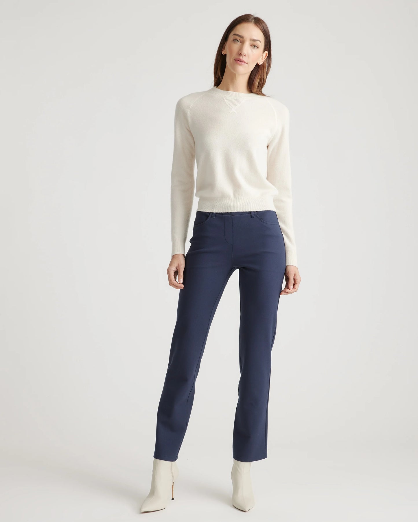 Ultra-Stretch Ponte Straight Leg 4-Pocket Pants - XS / Black