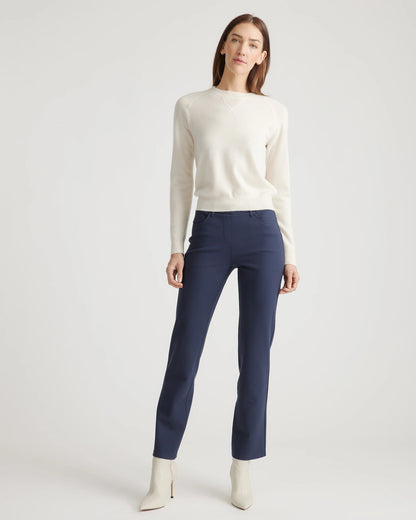 Ultra-Stretch Ponte Straight Leg 4-Pocket Pants - XS / Black