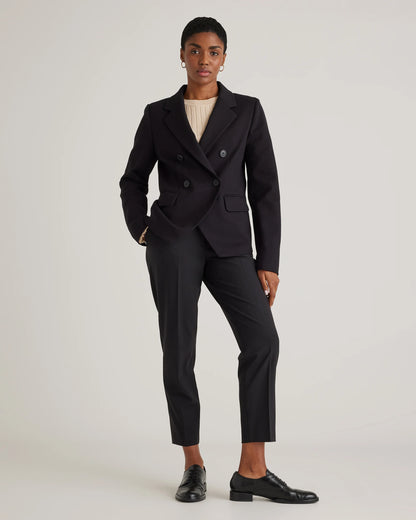 Ultra-Stretch Ponte Double-Breasted Blazer - XS / Charcoal