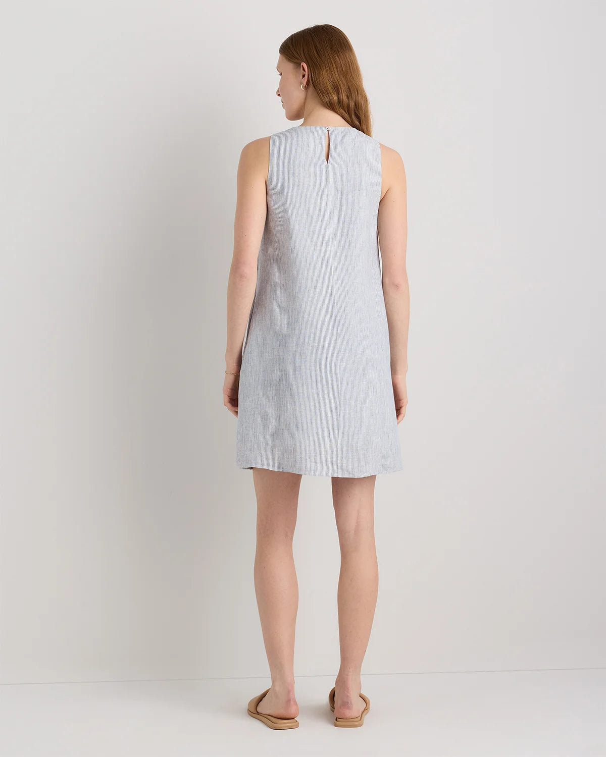 100% European Linen Tank Mini Dress - XS / Deep Navy