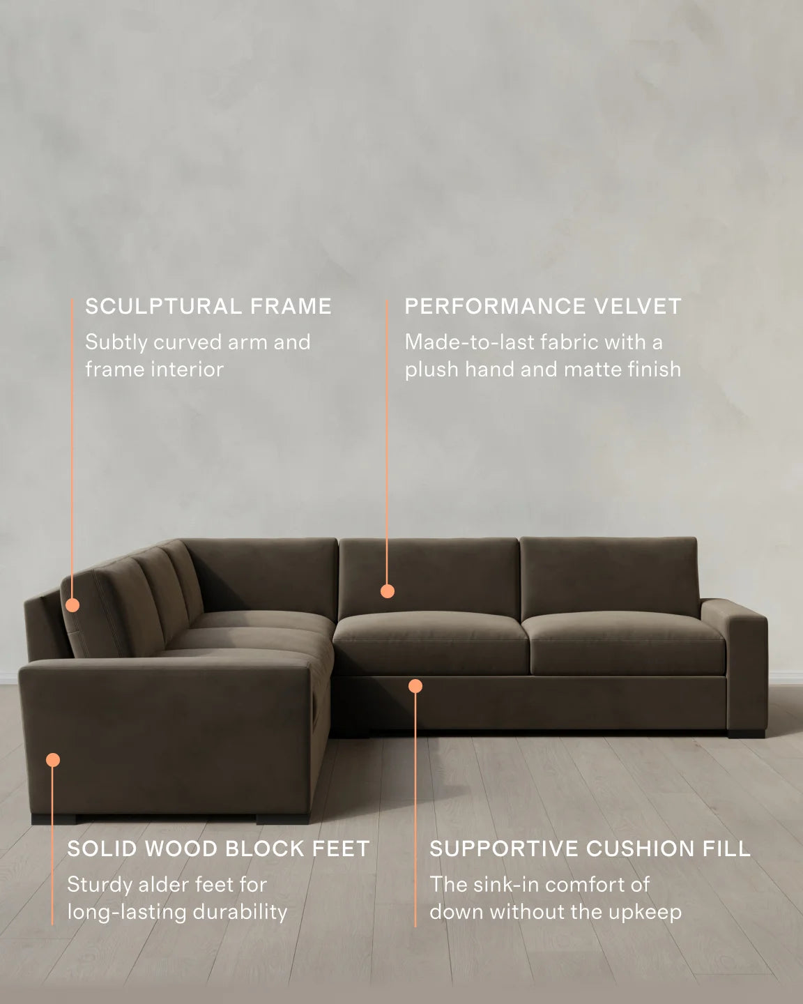 Stillman L Sectional in Performance Velvet - 116x116 / Java