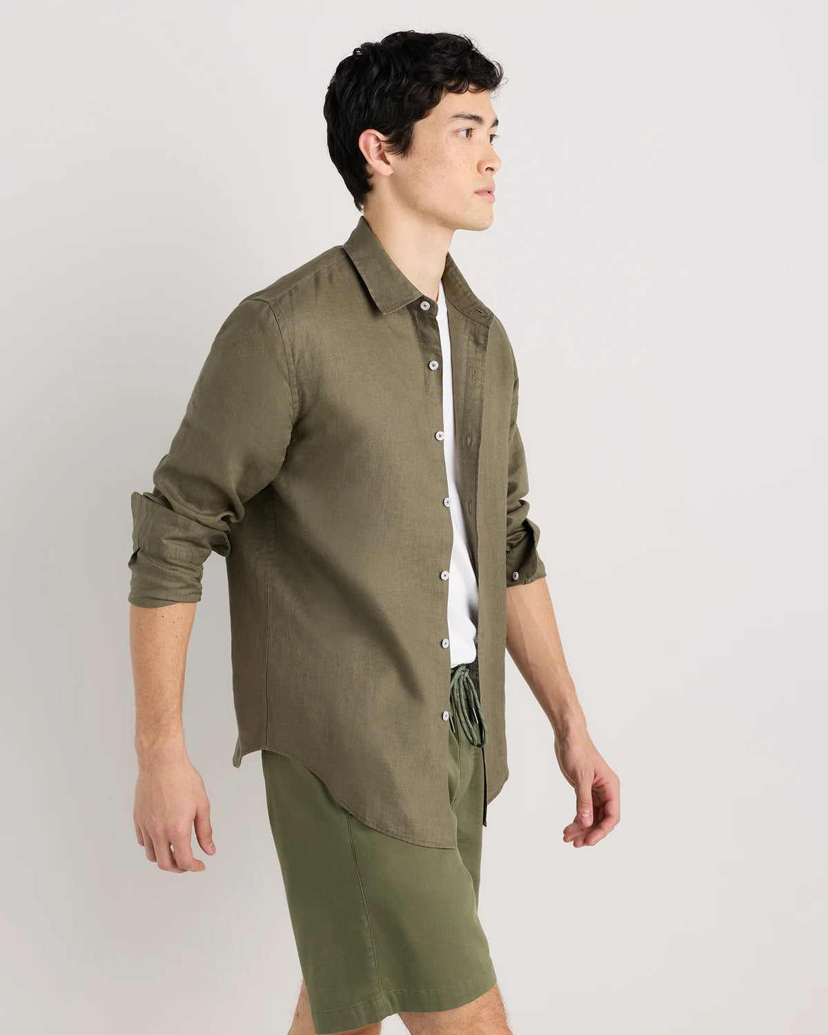 100% European Linen Relaxed Long Sleeve Shirt - XS / Flax