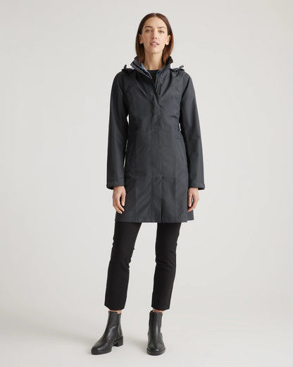 Weather Proof Long Rain Shell Jacket - XS / Ink Blue