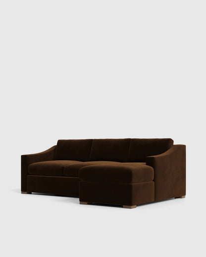 Hollis Slope Arm Chaise Sectional in Performance Velvet - 104" Right Arm / Spruce