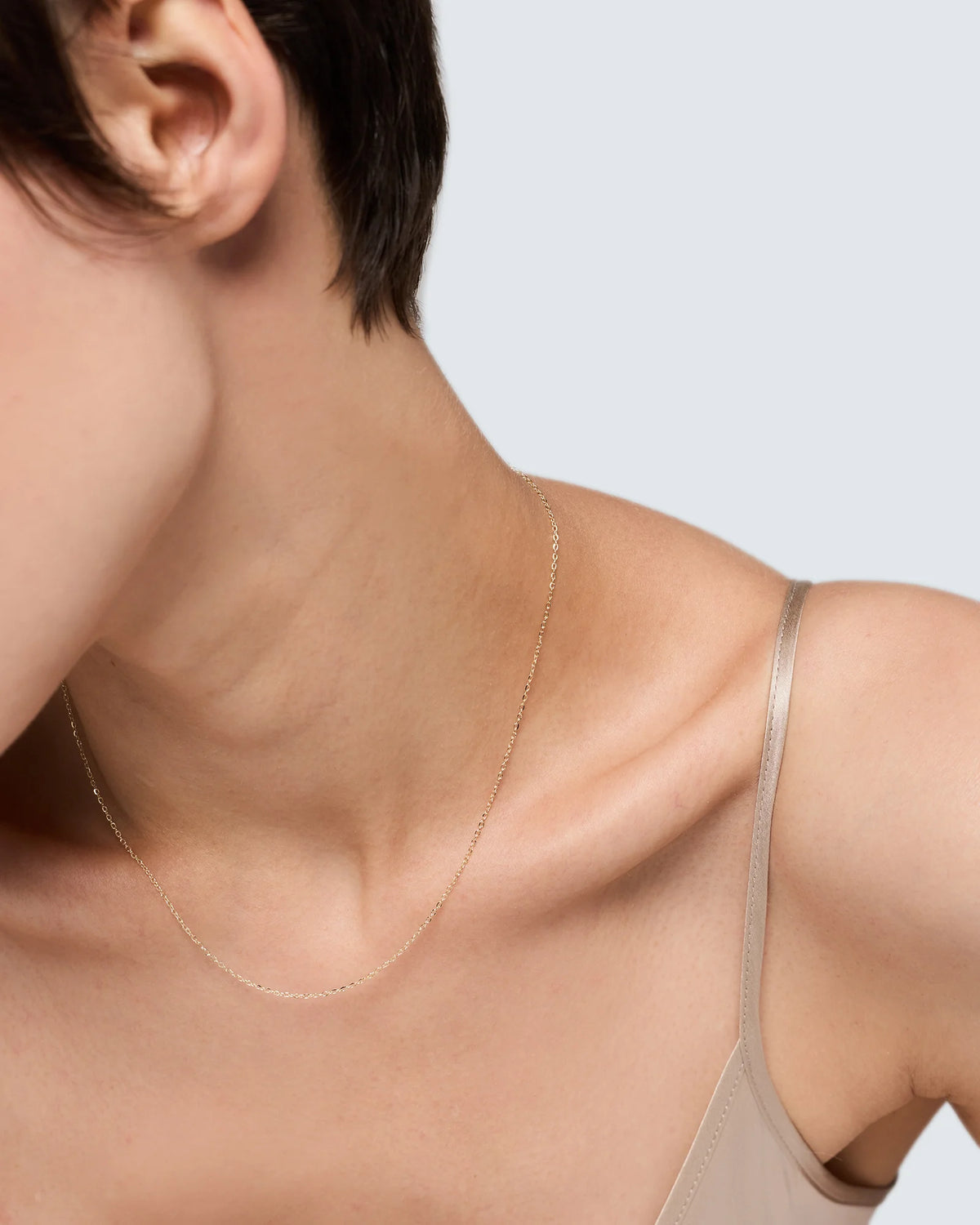 10K Gold Delicate Cable Chain Necklace - 14-16" / Yellow Gold