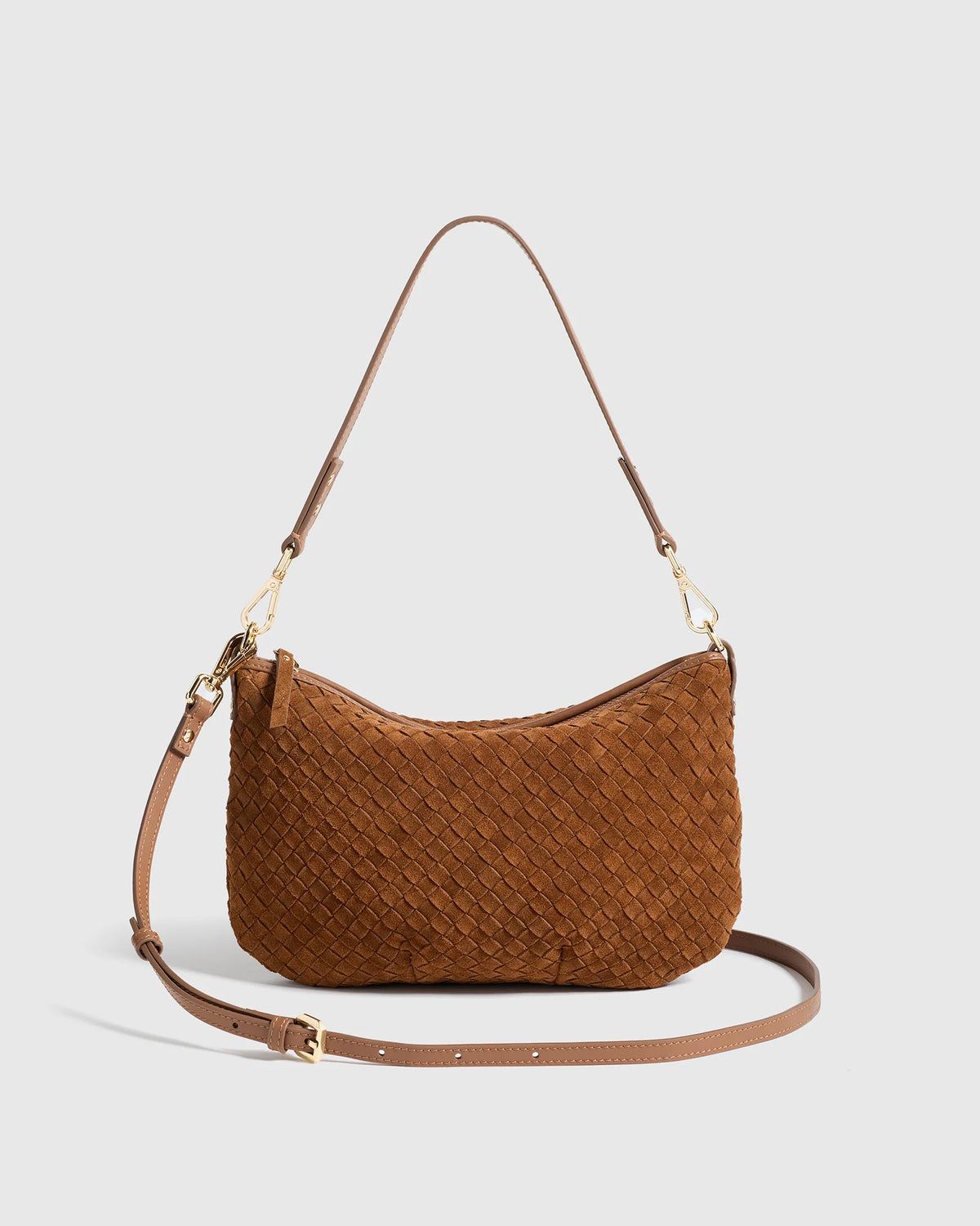 Sloane Suede Handwoven Mini Shoulder Bag - One Size / Pebble