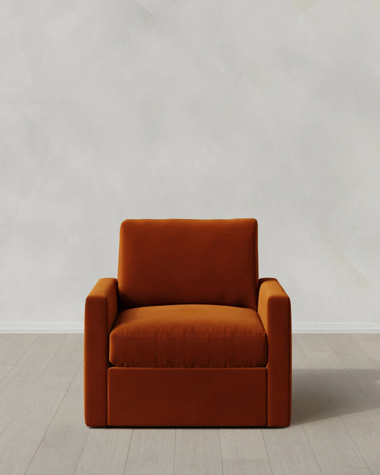 Brennan Swivel Chair in Performance Velvet - 32" / Rust