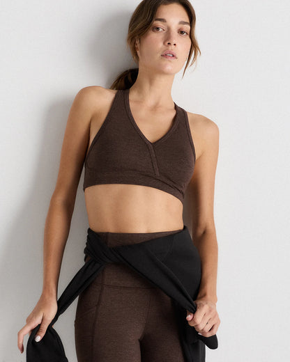 Ultra-Soft V-Neck Racerback Bra - XS / Heather Black