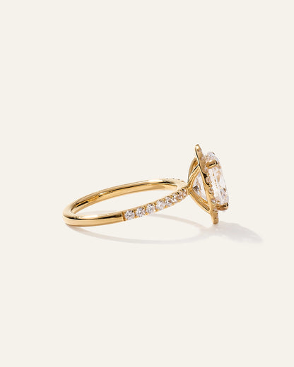 Lab Grown Diamond Oval Halo Pave Engagement Ring - 2ct - 4 / Yellow Gold