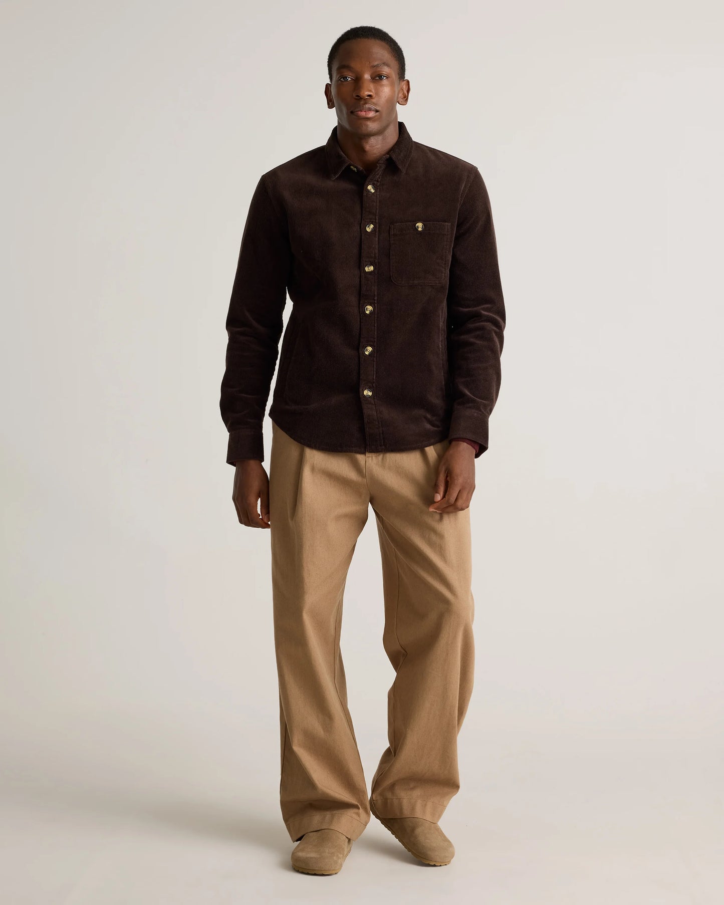 Organic Stretch Corduroy Overshirt - S / Espresso