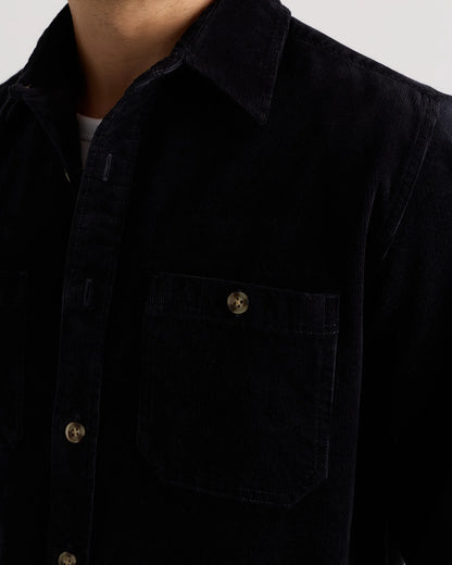 Organic Stretch Corduroy Utility Shirt - S / Dark Khaki